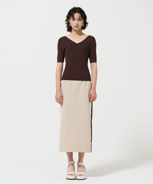 GRACE CONTINENTAL リブカシュクールニットトップ ブラウン