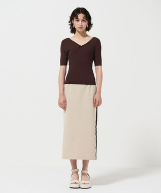 GRACE CONTINENTAL リブカシュクールニットトップ ブラウン