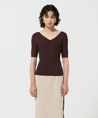 GRACE CONTINENTAL リブカシュクールニットトップ ブラウン