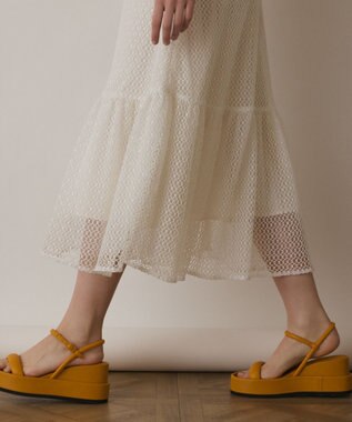 GRACE CONTINENTAL メッシュロングワンピース ホワイト