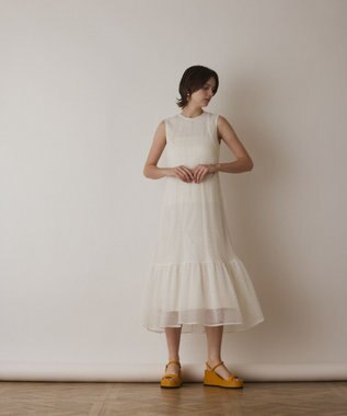 GRACE CONTINENTAL メッシュロングワンピース ホワイト