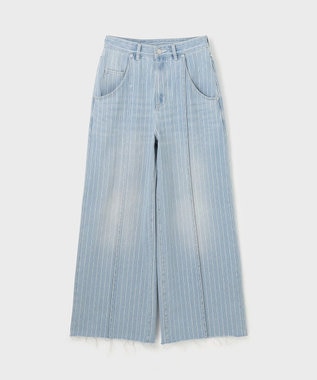 GRACE CONTINENTAL ヒッコリーデニムワイドパンツ サックス