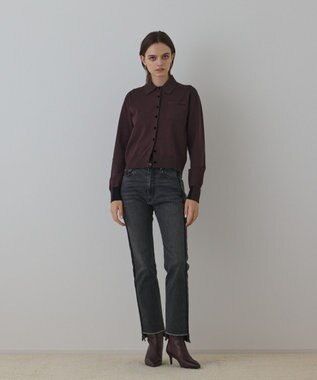 GRACE CONTINENTAL ラインスリムデニムパンツ ブラック