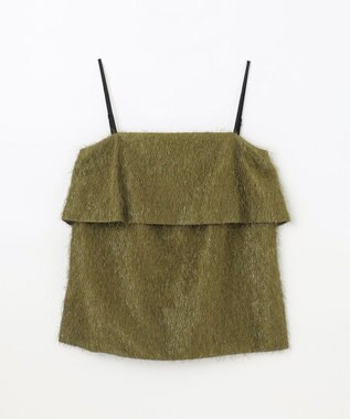 GRACE CONTINENTAL フリンジジャガードノースリーブ トップ カーキ