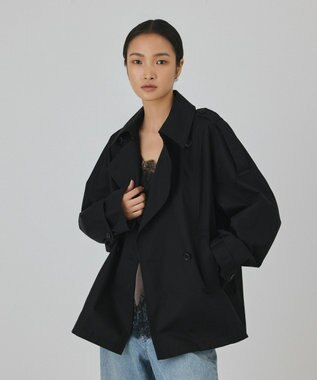 GRACE CONTINENTAL オーバーショートトレンチ ブラック
