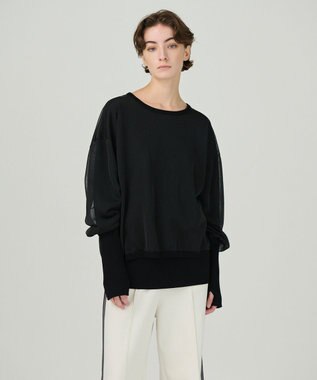 GRACE CONTINENTAL シアーニットトップ ブラック