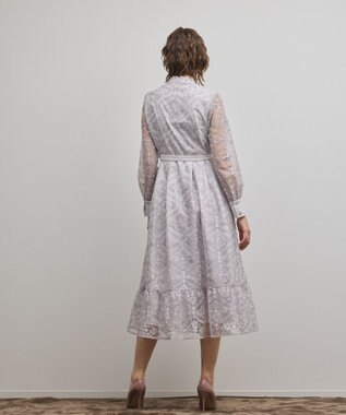 GRACE CONTINENTAL オーナメント刺繍フレアワンピース ラベンダー