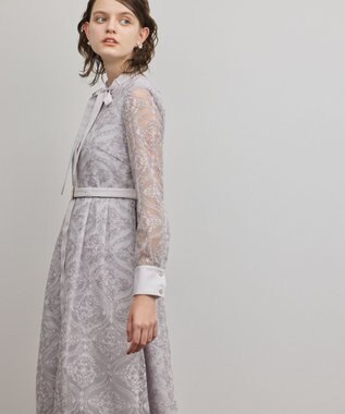GRACE CONTINENTAL オーナメント刺繍フレアワンピース ラベンダー