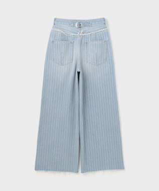 GRACE CONTINENTAL ヒッコリーデニムワイドパンツ サックス