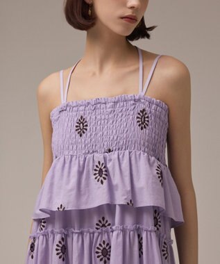 GRACE CONTINENTAL カットワークマキシドレス ラベンダー