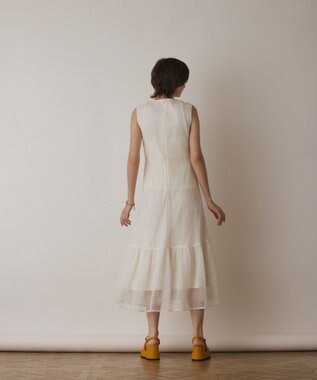 GRACE CONTINENTAL メッシュロングワンピース ホワイト