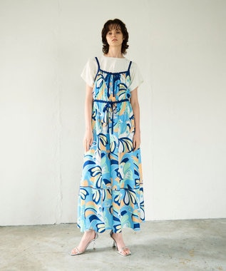 GRACE CONTINENTAL キカバードプリントワンピース ブルー