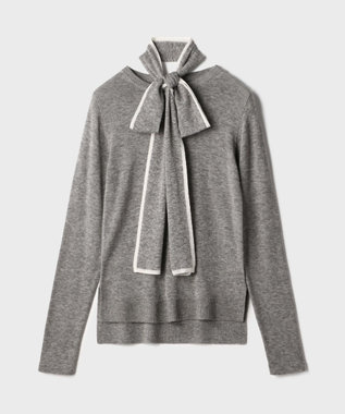 GRACE CONTINENTAL ボウ付ニットトップ グレー