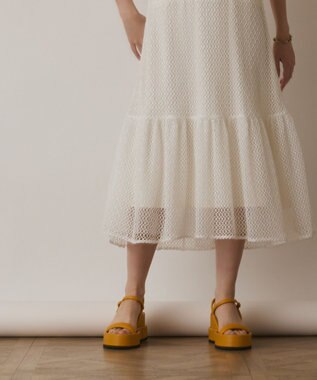 GRACE CONTINENTAL メッシュロングワンピース ホワイト