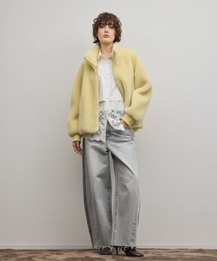 GRACE CONTINENTAL ウールボアスタンドカラージャケット イエロー