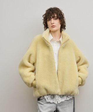 GRACE CONTINENTAL ウールボアスタンドカラージャケット イエロー