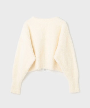 GRACE CONTINENTAL フェザーzipニットカーディガン ホワイト