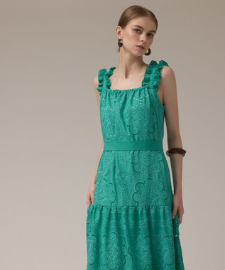 GRACE CONTINENTAL カットワーク刺繍ワンピース グリーン
