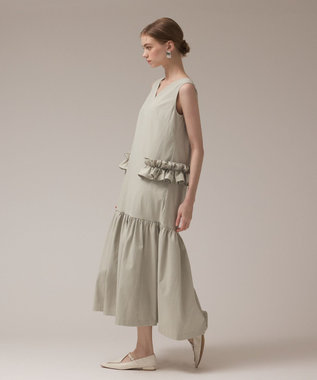 GRACE CONTINENTAL サイドフリルタフタワンピース ライトグリーン