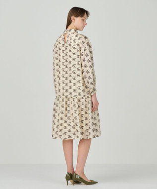 GRACE CONTINENTAL シルクモノグラムドレス ベージュ