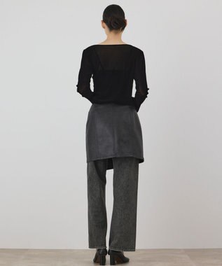 GRACE CONTINENTAL フェイクレザーラップスカート ブラック