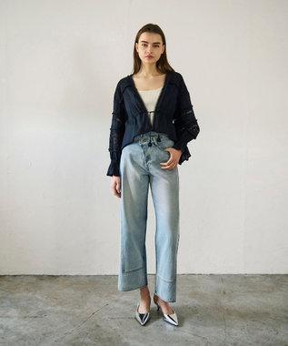 GRACE CONTINENTAL レースパッチブラウス ネイビー