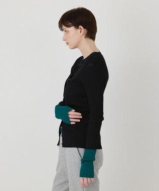 GRACE CONTINENTAL バイカラーリブニットカーディガン ブラック