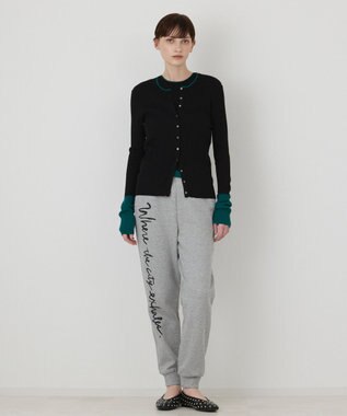 GRACE CONTINENTAL バイカラーリブニットカーディガン ブラック