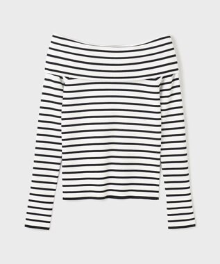 GRACE CONTINENTAL オフショルリブニットトップ バイカラー