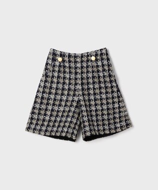 GRACE CONTINENTAL シャイニーツイードハーフパンツ ネイビー