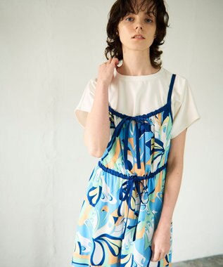 GRACE CONTINENTAL キカバードプリントワンピース ブルー