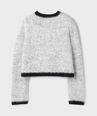 GRACE CONTINENTAL ノーカラーフェザーニットカーディガン バイカラー