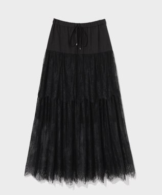 GRACE CONTINENTAL レース切替ティアードスカート ブラック