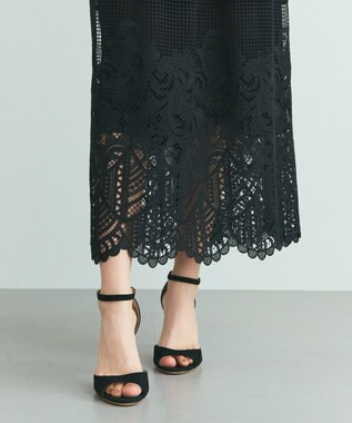 GRACE CONTINENTAL ラッフルレース切替マキシ ブラック