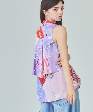 GRACE CONTINENTAL チェーンレイヤードノースリーブ レッド