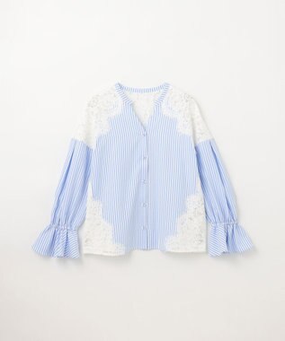 GRACE CONTINENTAL レースコンビブラウス サックス