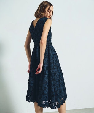 GRACE CONTINENTAL ローズレースドレス ネイビー