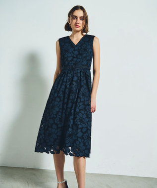 GRACE CONTINENTAL ローズレースドレス ネイビー