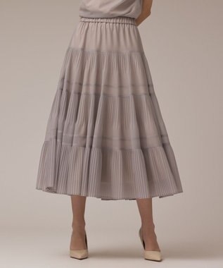 GRACE CONTINENTAL プリーツティアードスカート ベージュ
