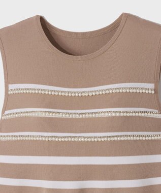 GRACE CONTINENTAL ボーダーパールワンピース キャメル