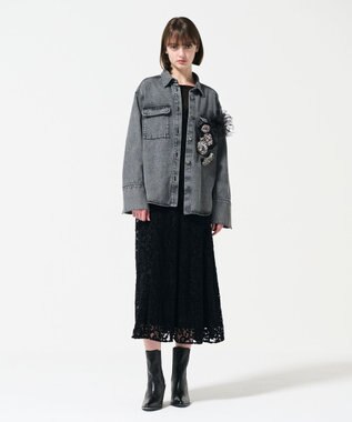 GRACE CONTINENTAL スタッズデニムシャツ ブラック