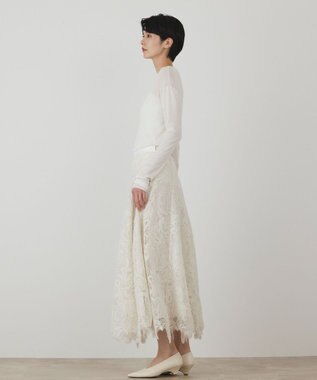 GRACE CONTINENTAL アシメリブニットトップ ホワイト