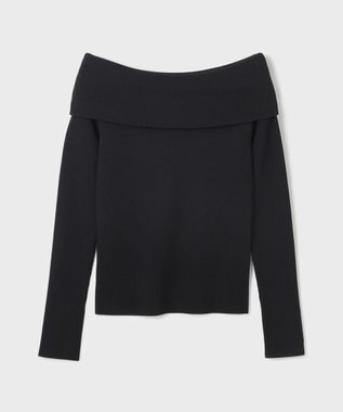 GRACE CONTINENTAL オフショルリブニットトップ ブラック