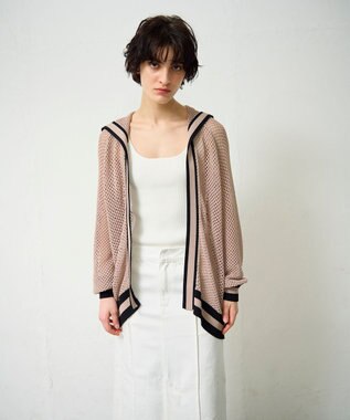 GRACE CONTINENTAL メッシュラインニットフーディ ベージュ