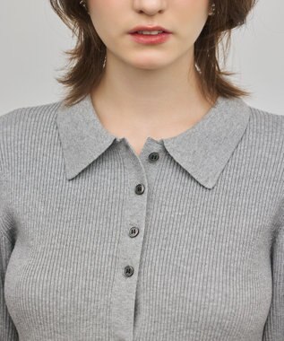 GRACE CONTINENTAL リブシャツニットトップ グレー