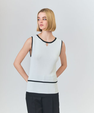 GRACE CONTINENTAL ラインニットノースリーブ ホワイト