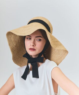 GRACE CONTINENTAL N.H Paris  ラフィアリボンハット キナリ