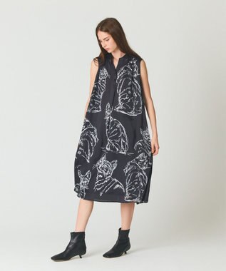 GRACE CONTINENTAL ドローイングキャットワンピース ブラック