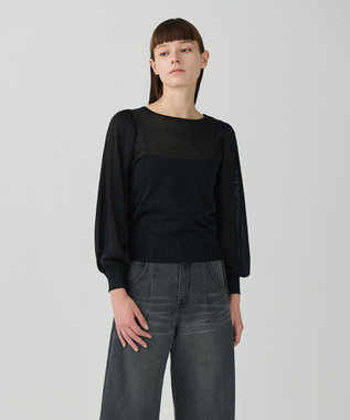 GRACE CONTINENTAL シアーラメニットトップ ブラック