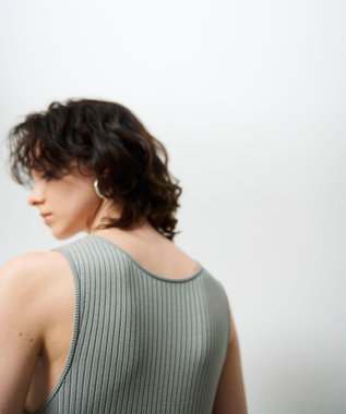 GRACE CONTINENTAL アメスリニットギャザーワンピース カーキ